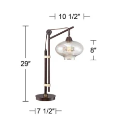 Franklin Iron Works Calyx Modern Industrial Desk Lamp 29" Tall Bronze Brown Cognac Glass Dome Shade For Bedroom Living Room Bedside Nightstand Office 13 Franklin Iron Works Calyx Modern Industrial Desk Lamp 29" Tall Bronze Brown Cognac Glass Dome Shade For Bedroom Living Room Bedside Nightstand Office -Adesso Shop GUEST 8ee5242a a200 419d 9c65 de54708a361f