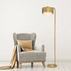 65.25" Ximena Drum Shade Floor Lamp Gold - River Of Goods