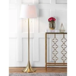 63" Metal Amelia Floor Lamp Brass (Includes LED Light Bulb) - Jonathan Y