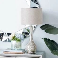 Glass Table Lamp With Faux Mercury Glass Finish Silver - Olivia & May