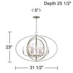 Possini Euro Design Tiller Champagne Satin Silver Pendant Chandelier 31 1/2" Wide Modern Open Orb Frame 8-Light Fixture For Dining Room Kitchen Island -Adesso Shop GUEST 910e3da6 4fcf 4160 a1ac cc143827f385