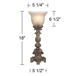 Regency Hill French LED Uplight Desk Table Lamp 18" High Beige Wash Candlestick Alabaster Glass Shade For Bedroom Bedside Office -Adesso Shop GUEST 910fafbb 020c 4662 aaae 061aa96e0b35