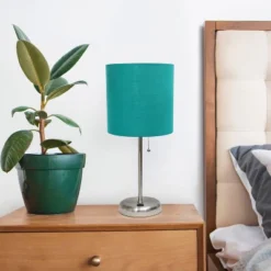 19.5" Bedside USB Port Feature Metal Table Desk Lamp Brushed Steel With Teal Fabric Shade - Creekwood Home 13 19.5" Bedside USB Port Feature Metal Table Desk Lamp Brushed Steel With Teal Fabric Shade - Creekwood Home -Adesso Shop GUEST 913a4b71 be53 43f7 bf30 d5663df7fc94