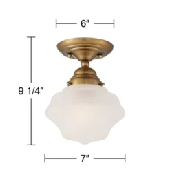 Regency Hill Schoolhouse Floating Modern Farmhouse Ceiling Light Semi Flush Mount Fixture 7" Wide Brass White Glass Shade For Bedroom Living Room Home -Adesso Shop GUEST 91671581 8163 40e5 bfb7 4d9769b967ca