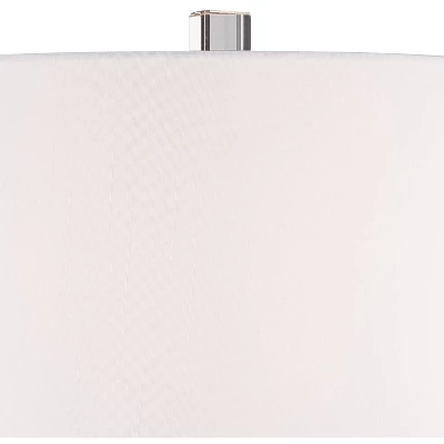 Barnes And Ivy Table Lamps 28" Tall Set Of 2 Porcelain Blue Floral Jar Geneva White Drum Shade For Living Room Family Bedroom Bedside 2 Barnes And Ivy Table Lamps 28" Tall Set Of 2 Porcelain Blue Floral Jar Geneva White Drum Shade For Living Room Family Bedroom Bedside - Image 2