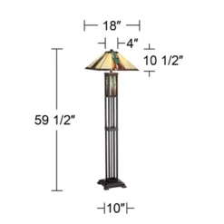 Robert Louis Tiffany Ranier Rustic Mission Floor Lamp 59 1/2" Tall Bronze With LED Nightlight Stained Art Glass Shade For Living Room Bedroom Office -Adesso Shop GUEST 91b537b7 1199 4fc6 ba0f e764f10d031c