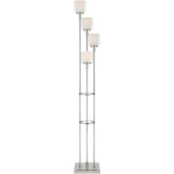 Possini Euro Design Athena Modern Floor Lamp 72" Tall Brushed Nickel 4 Light Tree Clear Outer Opal Inner Double Glass Shade For Living Room Bedroom -Adesso Shop GUEST 9216fb98 adc6 4062 a2b3 d139c90db34a