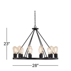 Franklin Iron Works Lacey Black Wagon Wheel Chandelier 28" Wide Industrial 12-Light LED Fixture For Dining Room House Foyer Kitchen Island Entryway 13 Franklin Iron Works Lacey Black Wagon Wheel Chandelier 28" Wide Industrial 12-Light LED Fixture For Dining Room House Foyer Kitchen Island Entryway -Adesso Shop GUEST 92d2cbe5 387a 41bd b202 712278829386