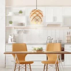 11.75" Simon Pinecone Wood Pendant (Includes Energy Efficient Light Bulb) Brown - JONATHAN Y -Adesso Shop GUEST 92d4a503 c9ed 4063 8e0d 5a6e0f27f9da