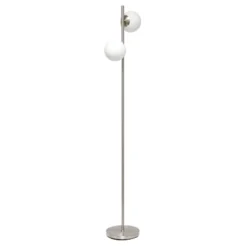 66" Tall Mid-Century Modern Tree Floor Lamp With Dual White Glass Globe Shade Brushed Nickel - Simple Designs -Adesso Shop GUEST 942384be 5b8c 41fb a2df 8a230e2e6f04