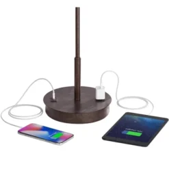 360 Lighting Modern Accent Table Lamp With USB And AC Power Outlet 23 1/2" High Bronze Fabric Drum Shade For Bedroom Living Room House Desk Bedside -Adesso Shop GUEST 943b3fba 9a98 4e8e 9706 c63e147e7fb3