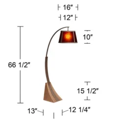 Franklin Iron Works Oak River Rustic Mission Arc Floor Lamp 66 1/2" Tall Dark Rust Wood Amber Mica Drum Shade For Living Room Reading Bedroom Office -Adesso Shop GUEST 94787a09 ae98 4555 bd91 c3490509e964