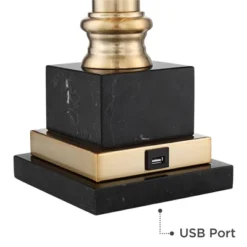 Barnes And Ivy Georgetown Traditional Desk Lamp 28 1/2" Tall Warm Brass With USB Charging Port Black Shade For Bedroom Living Room Bedside Office Kids -Adesso Shop GUEST 94b13a7e 0305 42a6 b106 7b0b1504f7cf