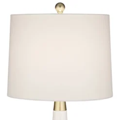 360 Lighting Nesbit Modern Mid Century Table Lamps 25" High Set Of 2 White Ceramic With USB Charging Port Drum Shade For Bedroom Living Room Bedside -Adesso Shop GUEST 94ef9369 77ae 49d4 9107 a03625e4ab90