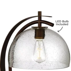 Possini Euro Design Modern Desk Lamps Set Of 2 With USB Port 22 1/2" High Bronze LED Clear Seeded Glass Shade For Bedroom Office -Adesso Shop GUEST 94f8b08b 460e 4367 b974 fdf11d3b35a4