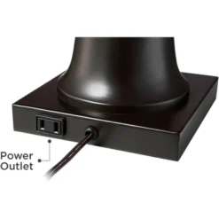 Regency Hill Hadley Industrial Table Lamps Set Of 2 26" High Bronze With AC Power Outlet Ivory Pleat Shade For Bedroom Living Room Bedside Office Desk -Adesso Shop GUEST 95015d7e 881a 4ad1 94a2 f4002289044f