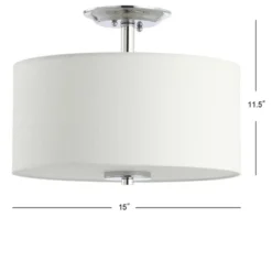 15" Marc Metal/Linen LED Semi-Flush Mount Chrome (Includes Energy Efficient Light Bulb) - JONATHAN Y 7 15" Marc Metal/Linen LED Semi-Flush Mount Chrome (Includes Energy Efficient Light Bulb) - JONATHAN Y -Adesso Shop GUEST 9532ed43 d4bb 4ed5 9b49 9a9a73d440db