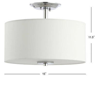 15" Marc Metal/Linen LED Semi-Flush Mount Chrome (Includes Energy Efficient Light Bulb) - JONATHAN Y 3 15" Marc Metal/Linen LED Semi-Flush Mount Chrome (Includes Energy Efficient Light Bulb) - JONATHAN Y - Image 3