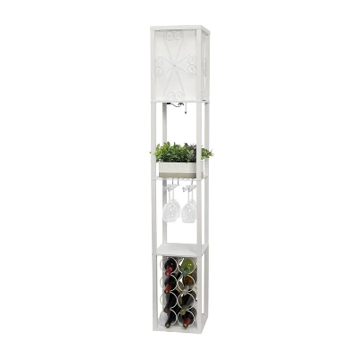 Etagere Storage Shelf Floor Lamp With Linen Shade White - Simple Designs 3 Etagere Storage Shelf Floor Lamp With Linen Shade White - Simple Designs - Image 3