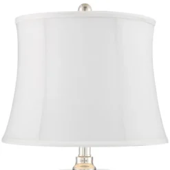 Regency Hill Luca Modern Table Lamps 25 1/2" High Set Of 2 Clear Glass Chrome With USB Charging Port Cream Drum Shade For Bedroom Living Room Desk