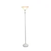 1-Light Classic Torchiere Floor Lamp With Marbleized Glass Shade White - Lalia Home