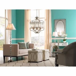 Vienna Full Spectrum Stella Antique Soft Silver Chandelier 22" Wide French Crystal Glass 6-Light Fixture For Dining Room House Foyer Kitchen Island -Adesso Shop GUEST 9656b9f1 6769 4991 bd5f 41e9fd1042bc