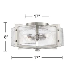 Possini Euro Design Prane Modern Industrial Ceiling Light Semi Flush Mount Fixture 17" Wide Brushed Nickel 4-Light Warped Glass For Bedroom Kitchen -Adesso Shop GUEST 968afca0 1c02 432c 9354 62d2a6a517c1