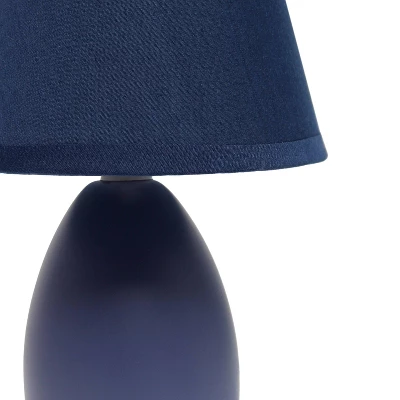 9.45" Petite Ceramic Oblong Bedside Table Desk Lamp With Matching Tapered Drum Shade Blue - Creekwood Home 4 9.45" Petite Ceramic Oblong Bedside Table Desk Lamp With Matching Tapered Drum Shade Blue - Creekwood Home - Image 4