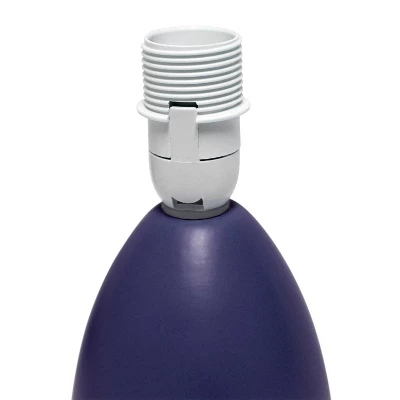 9.45" Petite Ceramic Oblong Bedside Table Desk Lamp With Matching Tapered Drum Shade Blue - Creekwood Home 3 9.45" Petite Ceramic Oblong Bedside Table Desk Lamp With Matching Tapered Drum Shade Blue - Creekwood Home - Image 3