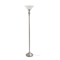 1 Light Torchiere Floor Lamp With Marbleized Glass Shade Brushed Nickel - Elegant Designs -Adesso Shop GUEST 98af800d 825c 4bd8 85fd 19c41150e422