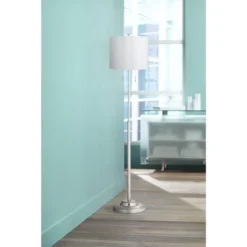 360 Lighting Abba Modern Floor Lamp 66" Tall Brushed Nickel Silver Metal White Hardback Drum Shade For Living Family Room Bedroom Office House Home -Adesso Shop GUEST 99737239 f231 4f0e 8c89 d40a95b8995e
