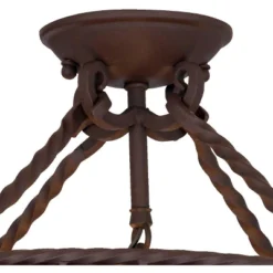 John Timberland Natural Mica Rustic Ceiling Light Semi Flush Mount Fixture 15" Wide Deep Walnut Scroll 3-Light Drum Shade For Bedroom Living Room Home -Adesso Shop GUEST 99cb8175 5130 45a8 afdf 653b162ab572