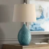 360 Lighting Kate Table Lamp 24 3/4" High Ceramic Green Oatmeal Drum Shade For Bedroom Living Room Bedside Nightstand Office Kids Family House Home