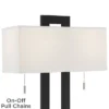 360 Lighting Neil Modern Table Lamp With Clear Riser 26" High Black With USB Charging Port White Rectangular Shade For Bedroom Living Room House Desk