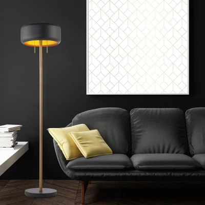 Globe Electric 2 Light Metallic Dark Gray Floor Lamp - Novogratz X Globe 2 Globe Electric 2 Light Metallic Dark Gray Floor Lamp - Novogratz X Globe - Image 2
