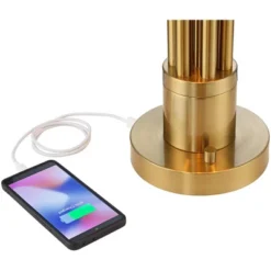 Possini Euro Design Possini Euro® Granview Desk Lamp With Glass Shade And Dual USB Ports -Adesso Shop GUEST 9b40a92d 393d 489d 8ea1 114efb01132f