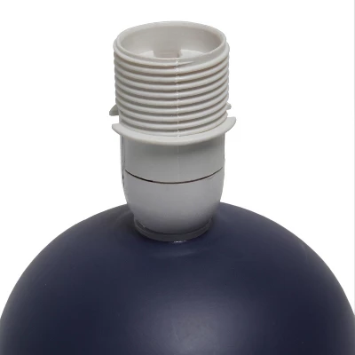 8.66" Petite Ceramic Orb Base Bedside Table Desk Lamp With Matching Tapered Drum Fabric Shade Blue - Creekwood Home 3 8.66" Petite Ceramic Orb Base Bedside Table Desk Lamp With Matching Tapered Drum Fabric Shade Blue - Creekwood Home - Image 3