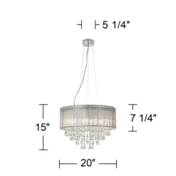 Possini Euro Design Jolie Chrome Chandelier Lighting 20" Wide Modern Crystal Silver Fabric Shade 7-Light Fixture For Dining Room House Kitchen Island -Adesso Shop GUEST 9b9479e9 d7fe 44b4 b5f0 e8d350d99c8e