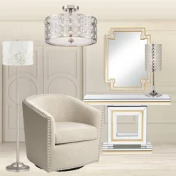 Possini Euro Design Saira Modern Ceiling Light Semi Flush Mount Fixture 16" Wide Brushed Nickel Crystal Organza Drum Shade For Bedroom Kitchen Hallway 9 Possini Euro Design Saira Modern Ceiling Light Semi Flush Mount Fixture 16" Wide Brushed Nickel Crystal Organza Drum Shade For Bedroom Kitchen Hallway -Adesso Shop GUEST 9c5390be 314f 4d95 b950 d5ae24fbf424