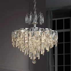 Vienna Full Spectrum Villette Chrome Chandelier 27 1/2" Wide Modern Cascade Crystal 6-Light LED Fixture For Dining Room Foyer Kitchen Island Entryway -Adesso Shop GUEST 9ccbc101 0606 43d6 aa8e 87030b01f4b4