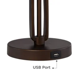 Franklin Iron Works Samuel Industrial Desk Lamp 21 1/4" High Bronze Swing Arm With USB Charging Port Natural Mica Shade For Bedroom Living Room House -Adesso Shop GUEST 9cd700d7 013c 4dd6 9031 c5e13bc1ab88