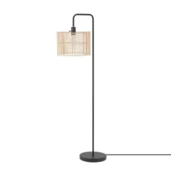 58" Barden Matte Black Floor Lamp With Bamboo Shade - Globe Electric