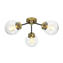 24.5" Mid-Century Glass Globe Flushmount Fixture Ceiling Light (Includes LED Light Bulb) Black/Brass - Cresswell Lighting 7 24.5" Mid-Century Glass Globe Flushmount Fixture Ceiling Light (Includes LED Light Bulb) Black/Brass - Cresswell Lighting -Adesso Shop GUEST 9d96ba91 1973 47b3 a158 c50e09200c19
