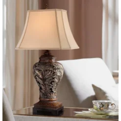 Barnes And Ivy Traditional Table Lamps 32.5" Tall Set Of 2 Bronze Curling Leaves Tan Rectangular Shade For Living Room Family Bedroom Bedside -Adesso Shop GUEST 9deb63c1 d9d3 4ced af41 ccff1a0338e2