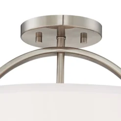 Possini Euro Design Halsted Modern Ceiling Light Semi Flush Mount Fixture 15" Wide Brushed Nickel 2-Light Oatmeal Linen Drum For Bedroom Living Room -Adesso Shop GUEST 9e08fafe 167a 43fc b40d edac36fcd3a6