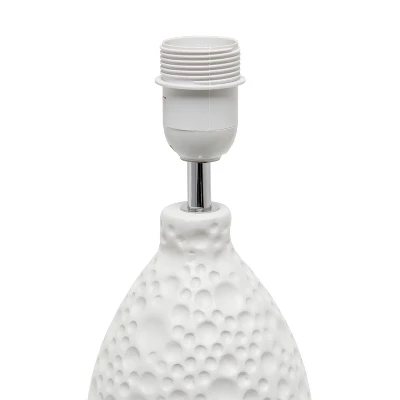 14.17" Traditional Ceramic Texture Thumbprint Tear Drop Table Desk Lamp With Tapered White Shade White - Creekwood Home 1 14.17" Traditional Ceramic Texture Thumbprint Tear Drop Table Desk Lamp With Tapered White Shade White - Creekwood Home