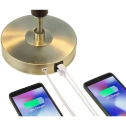 Possini Euro Design Possini Euro® Wyndham Desk Lamp With Glass Shade And Dual USB Ports -Adesso Shop GUEST 9fb29c06 0fa4 4c93 bedf 81121643cc35