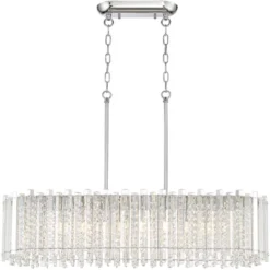 Possini Euro Design Mirabell Chrome Linear Island Pendant Chandelier 34" Wide Modern LED Clear Glass Crystal 6-Light Fixture For Dining Room Kitchen -Adesso Shop GUEST a06855f6 6b6f 4844 9d9b 268029fc375e