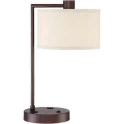 360 Lighting Colby Modern Desk Lamp 21" High Bronze With USB And AC Power Outlet In Base White Linen Drum Shade For Bedroom Living Room Office Family 14 360 Lighting Colby Modern Desk Lamp 21" High Bronze With USB And AC Power Outlet In Base White Linen Drum Shade For Bedroom Living Room Office Family -Adesso Shop GUEST a0a3c0ea 3d30 4ec7 ac17 2f7be4c58912