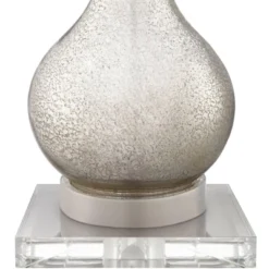 360 Lighting Ledger Modern Accent Table Lamps Set Of 2 With Square Risers 22 3/4" High Mercury Glass USB Port Dimmers Off-White Shade For Office Desk -Adesso Shop GUEST a10dd7ab deb1 45b9 a69c 8ec04500fd3e